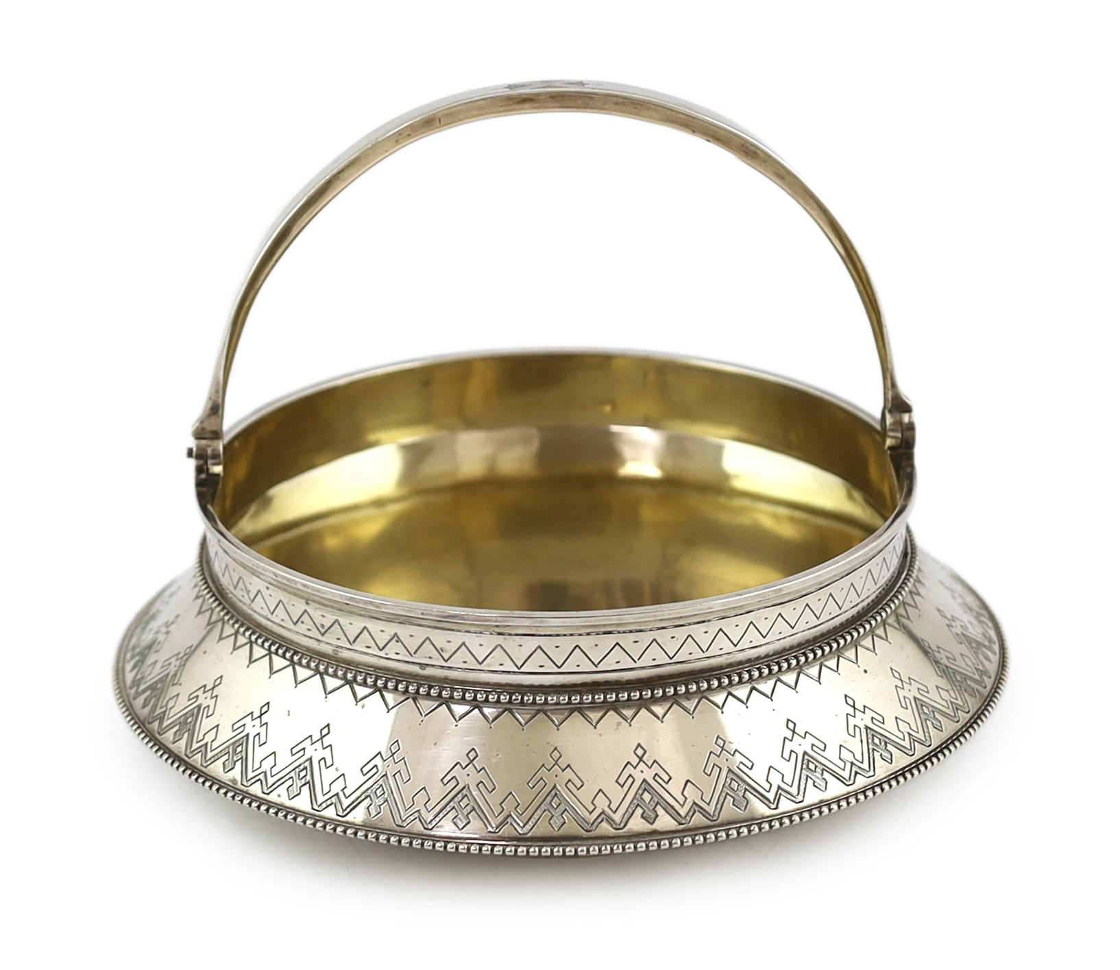 A late 19th century Russian 84 zolotnik silver shallow basket